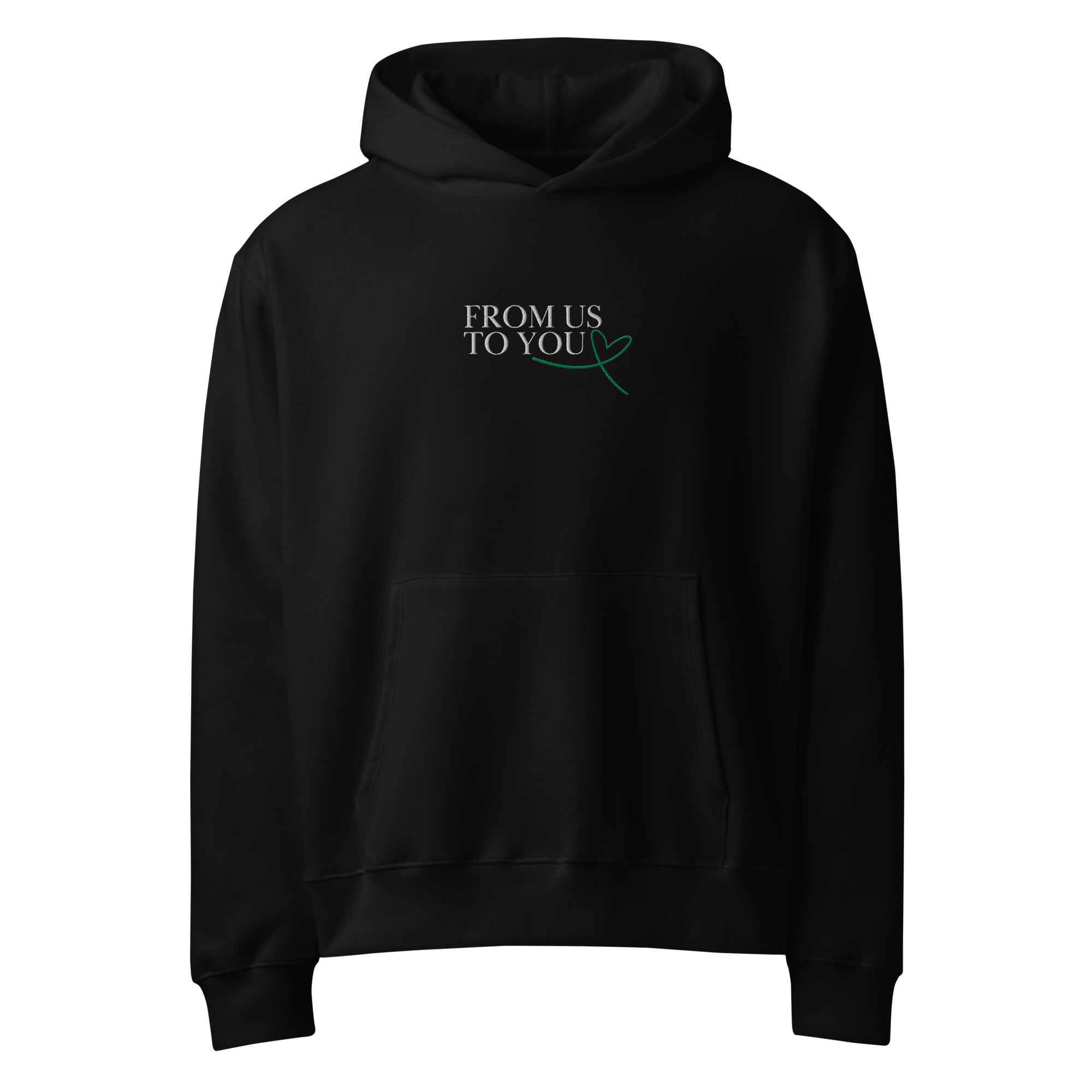 black oversized hoodie front view