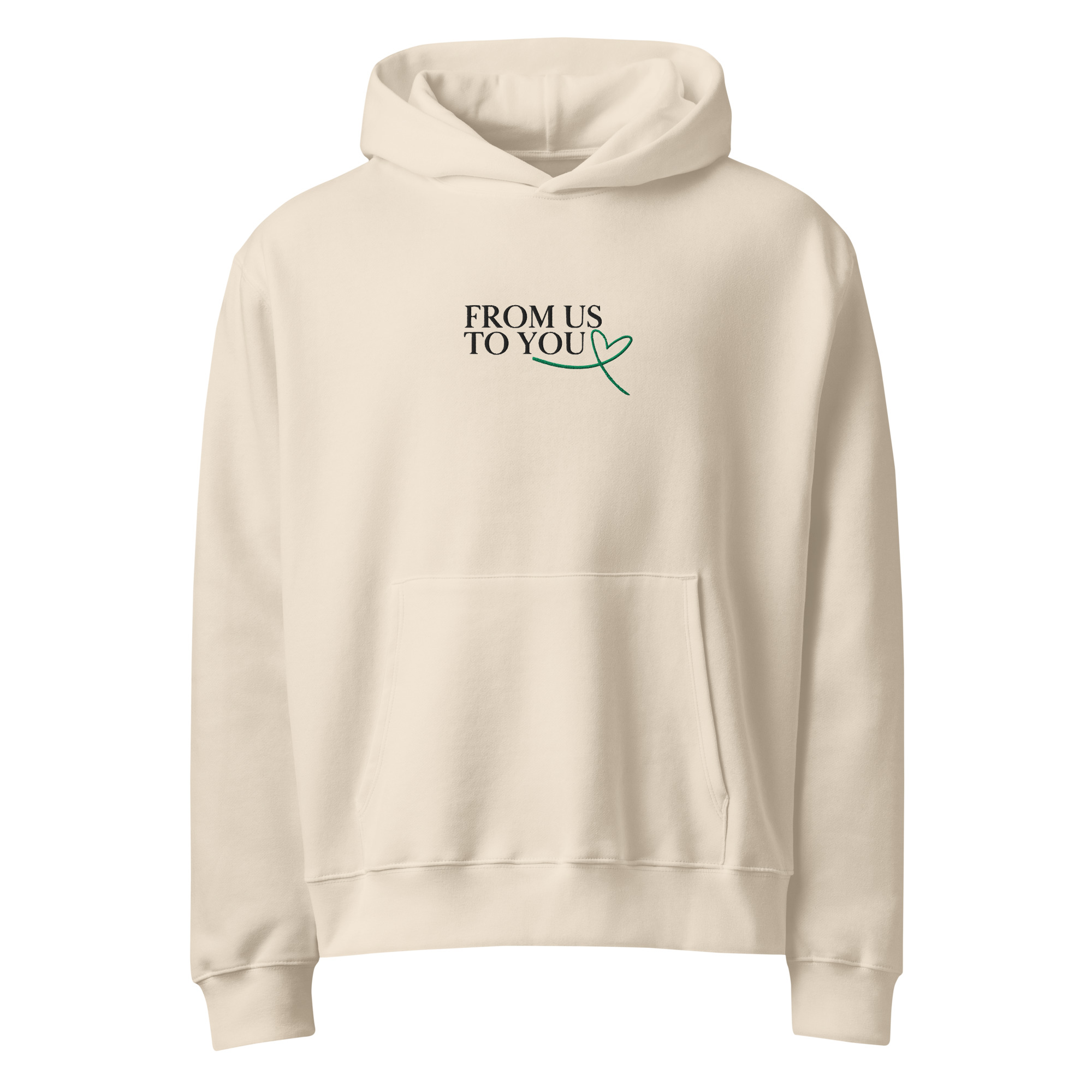 white from us to you oversized hoodie front view